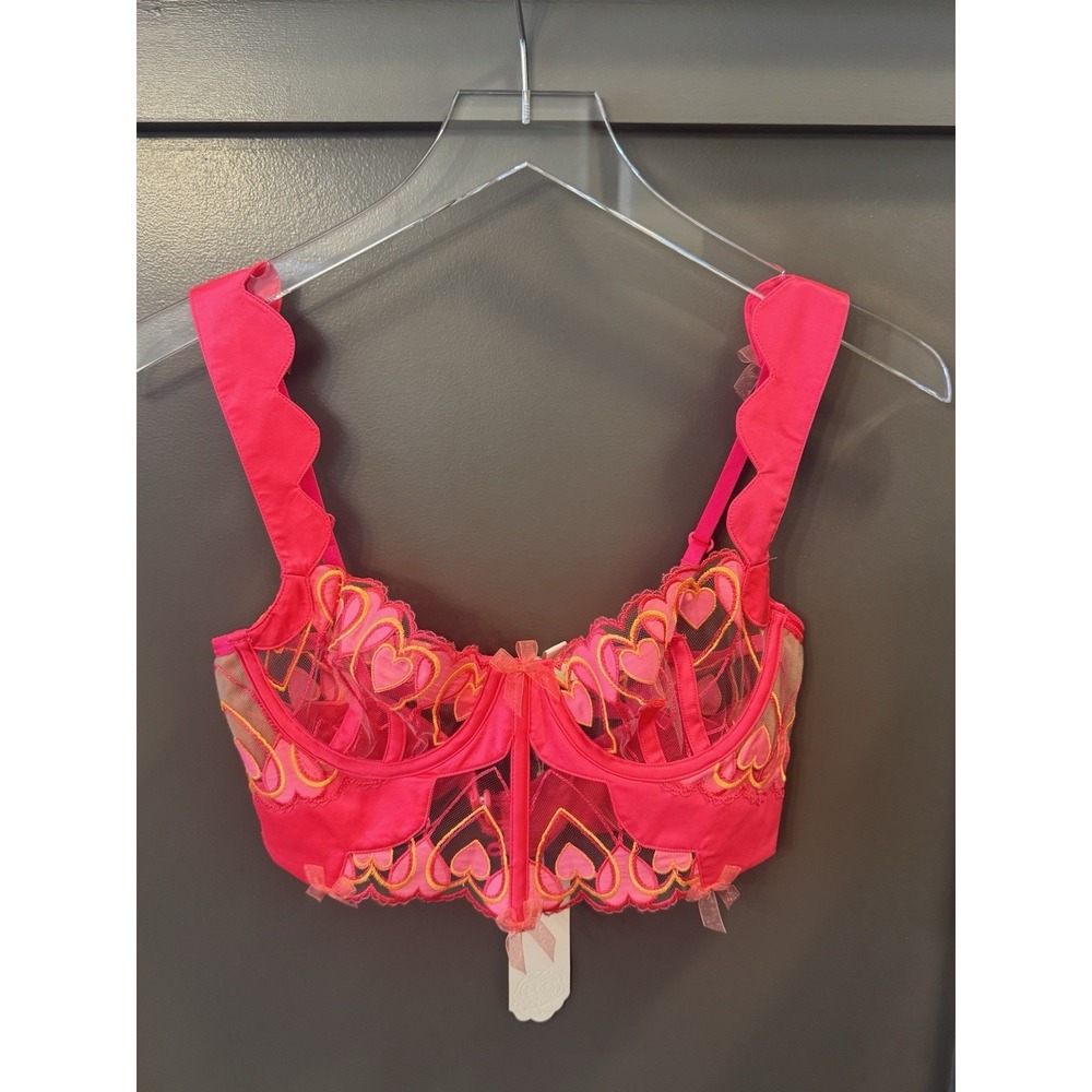 For Love And Lemons | Pink Heart Victoria Lace Bra